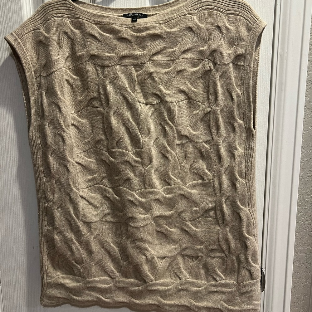 Lafayette 148 New York Beige Knit Top